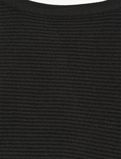 Pull oversize uni côtelé - Noir - 3