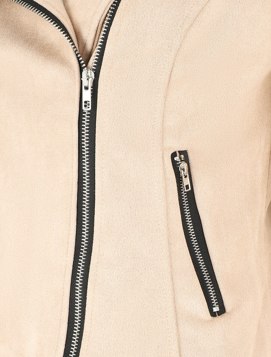 Veste droite en suédine - Beige - 3