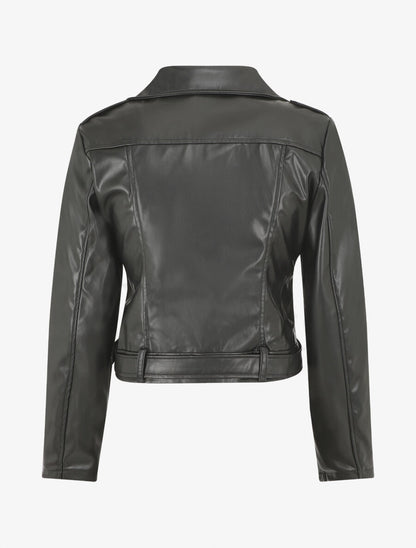 Veste droite en simili style perfecto - Noir - 2