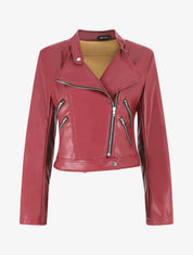 Veste style perfecto coupe droite en simili - Bordeaux - 4