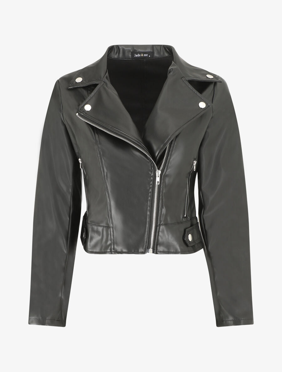 Veste style perfecto en simili - Noir - 4