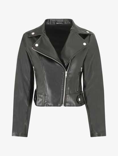 Veste style perfecto en simili - Noir - 4