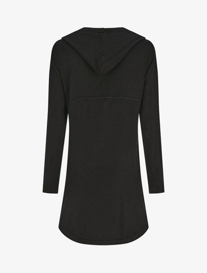 Gilet mi-long à capuche - Noir - 2