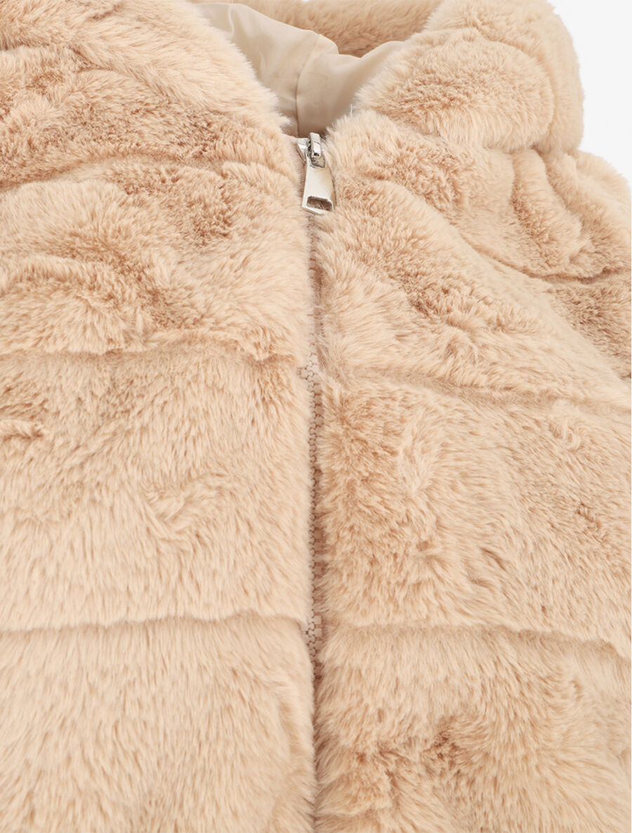 Veste sans manches en fourrure synthétique - Beige - 3