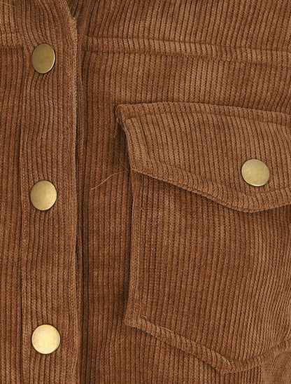 Surchemise en velours cotelé - Marron - 3