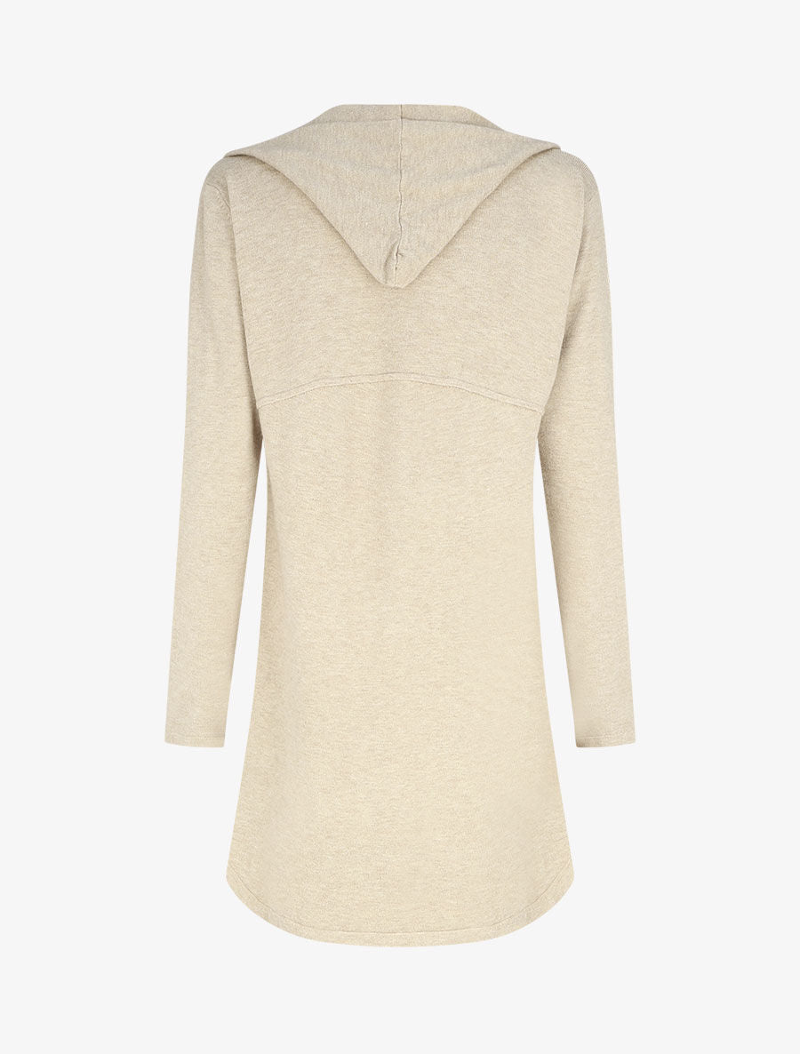 Gilet mi-long à capuche - Beige - 2