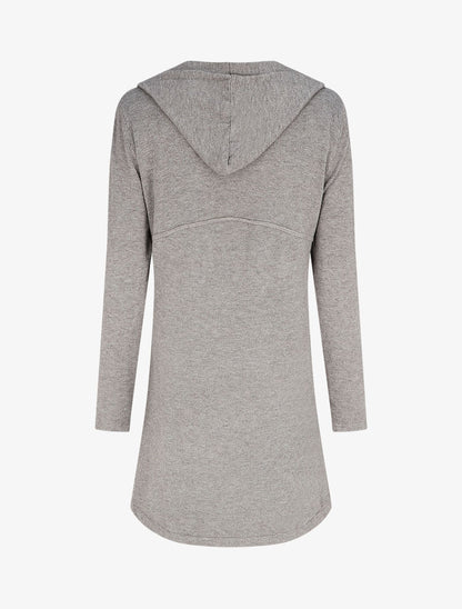 Gilet mi-long à capuche - Gris - 2