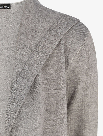 Gilet mi-long à capuche - Gris - 3