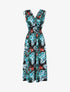 Robe longue élastiquée imprimé tropical - Bleu - 1