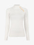 Pull fin uni et boutons décoratifs - Blanc - 1