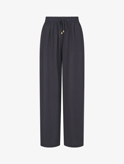 Pantalon ample à taille élastiquée - Marine - 1