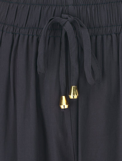 Pantalon ample à taille élastiquée - Marine - 3