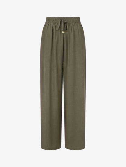 Pantalon ample à taille élastiquée - Kaki - 1