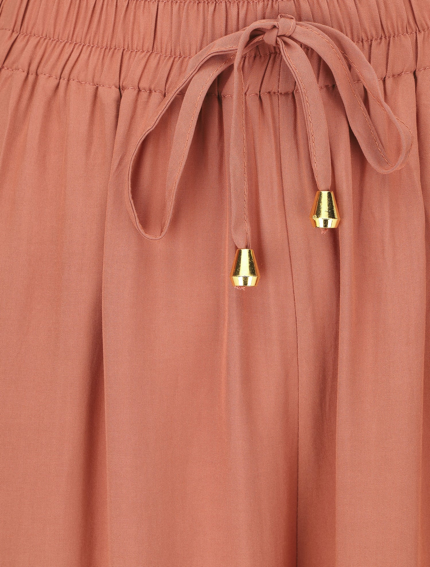 Pantalon ample à taille élastiquée - Corail - 3