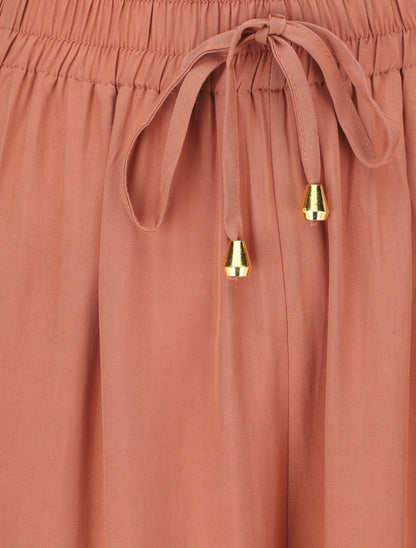 Pantalon ample à taille élastiquée - Corail - 3