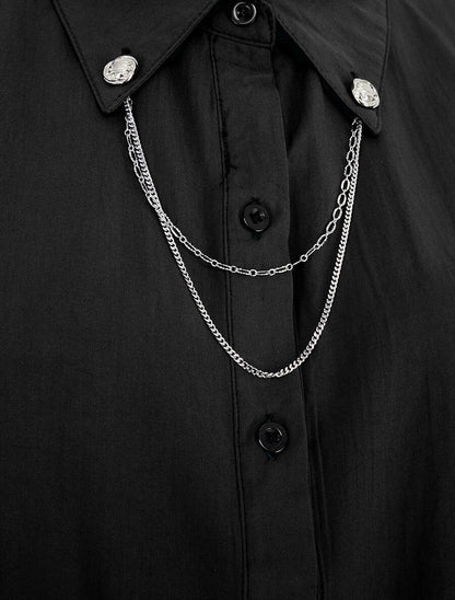 Top à nouer à détail chaînette - Noir - 3