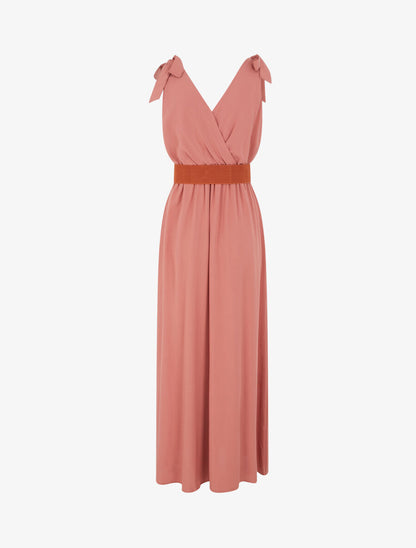 Robe longue à nœuds sur les épaules - Vieux rose - 2