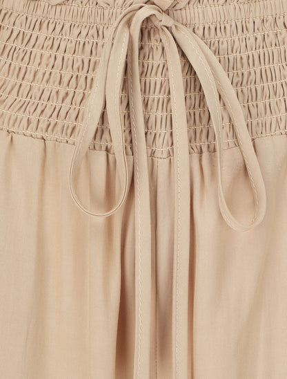 Pantalon fluide uni à poches - Beige - 3
