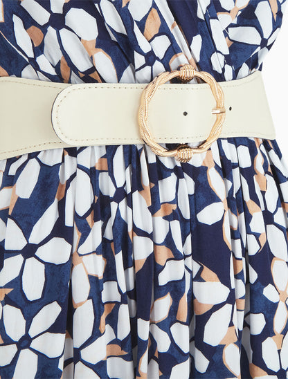 Robe fleurie à fines bretelles - Marine - 3