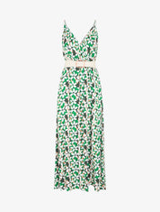 Robe fleurie à fines bretelles - Vert - 1