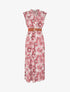 Robe évasée à boutons imprimé fleuri - Rouge - 1
