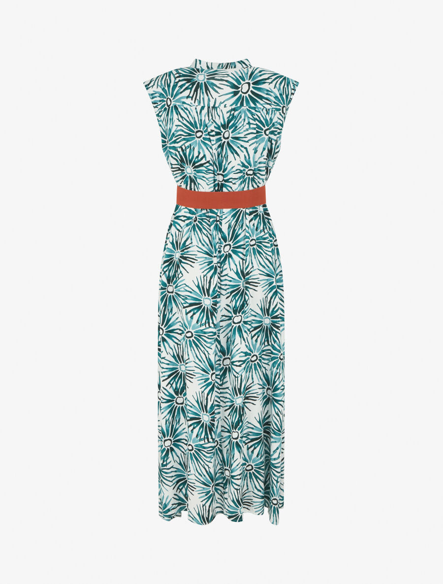 Robe évasée à boutons imprimé fleuri - Vert - 2