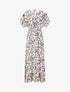 Robe longue manches courtes imprimé tropical - Bleu - 1