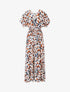 Robe longue manches courtes imprimé tropical - Marine - 5