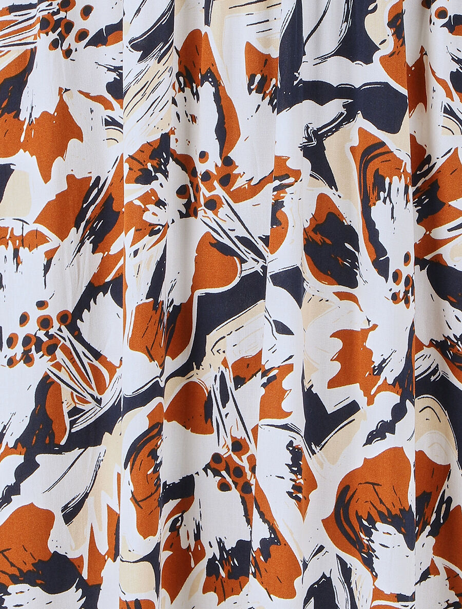 Robe longue manches courtes imprimé tropical - Marine - 3
