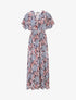 Robe longue manches courtes imprimé graphique - Marine - 1