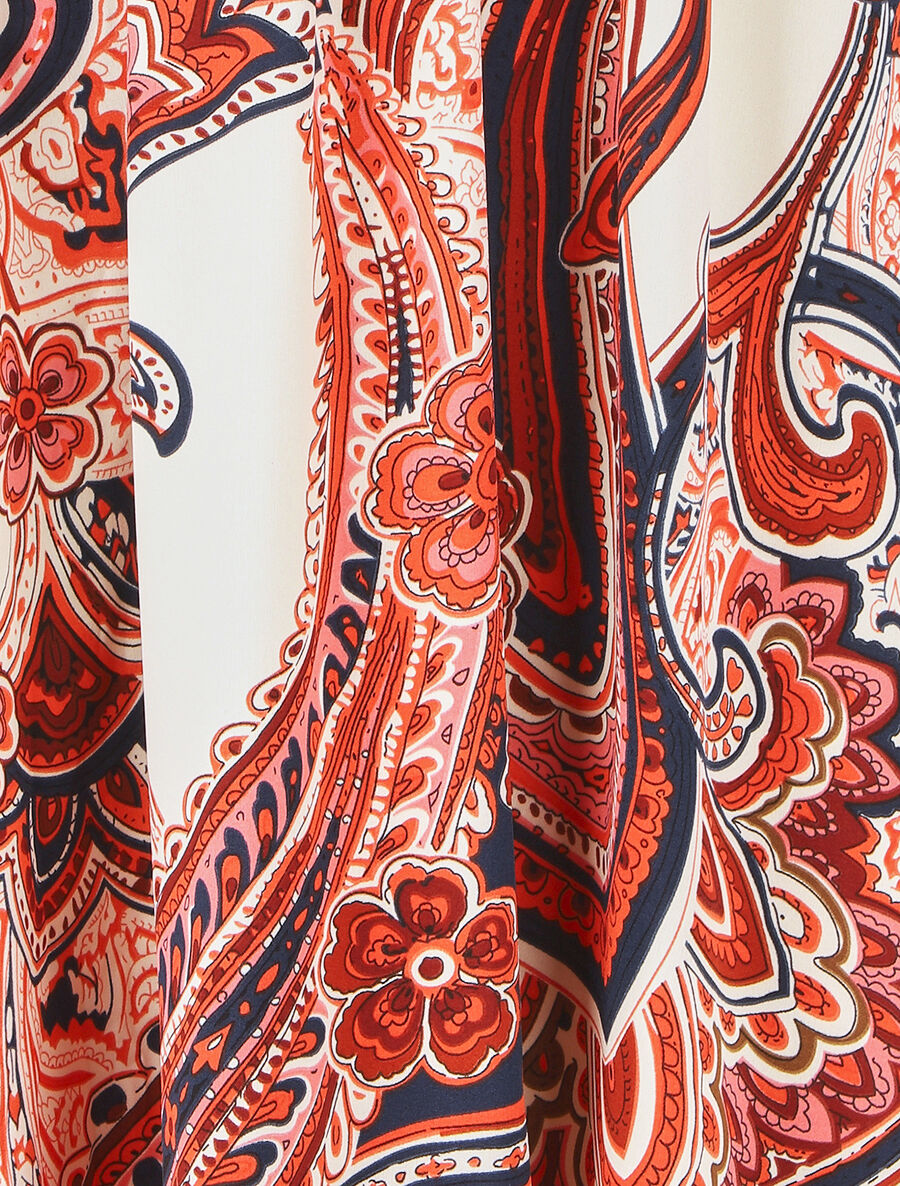 Robe longue manches courtes imprimé cachemire - Rouge - 3