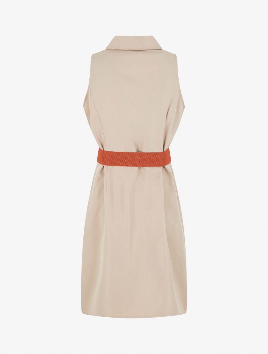 Robe unie style chemise sans manches - Beige - 2