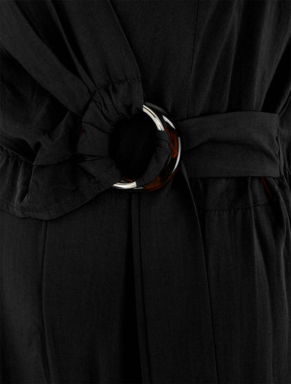 Combinaison fluide unie sans manches - Noir - 3
