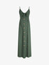 Robe longue unie à boutons décoratifs - Vert - 4