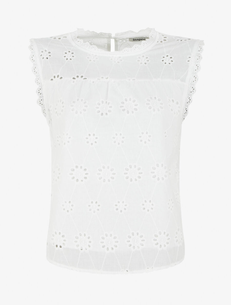 Top droit en broderie anglaise - Blanc - 4