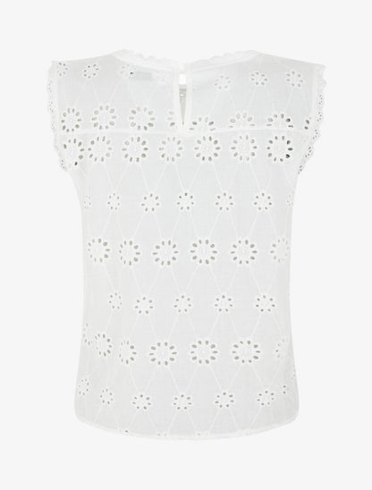 Top droit en broderie anglaise - Blanc - 2