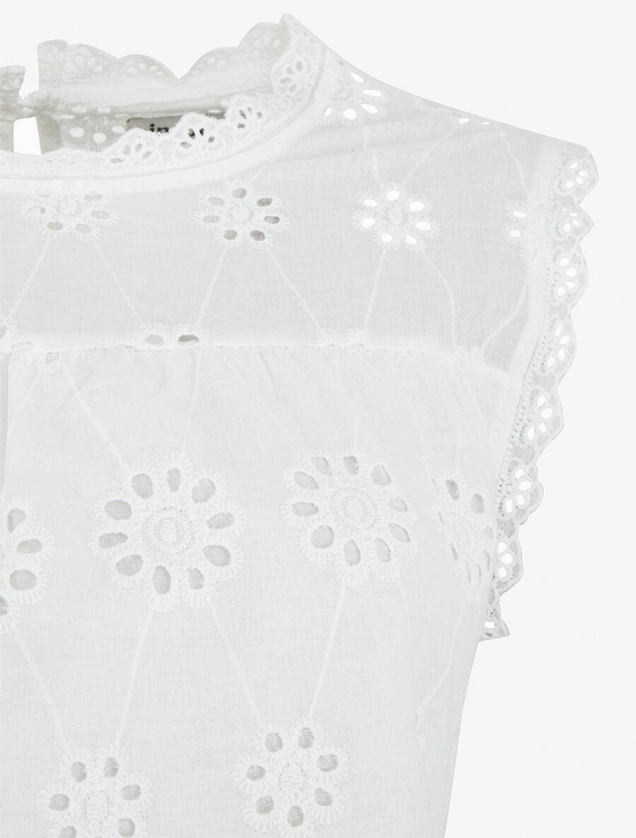 Top droit en broderie anglaise - Blanc - 3