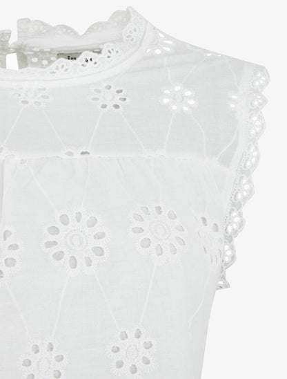 Top droit en broderie anglaise - Blanc - 3