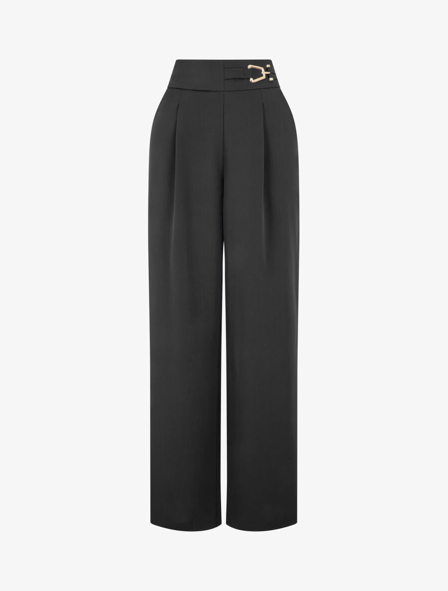 Pantalon ample à détail doré - Noir - 5