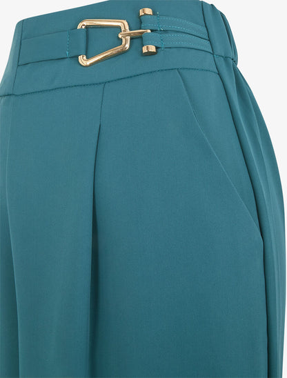 Pantalon ample à détail doré - Bleu canard - 3