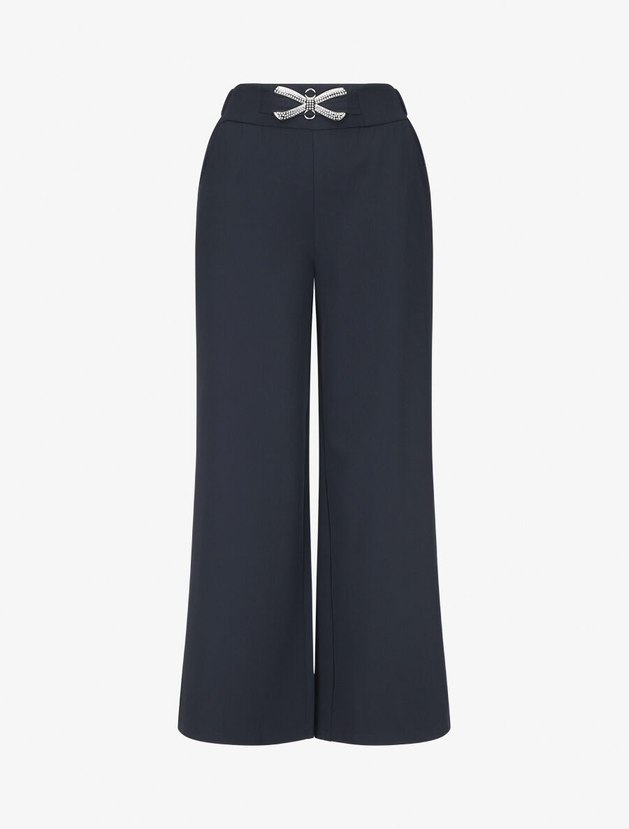 Pantalon ample à boucle style noeud - Marine - 1