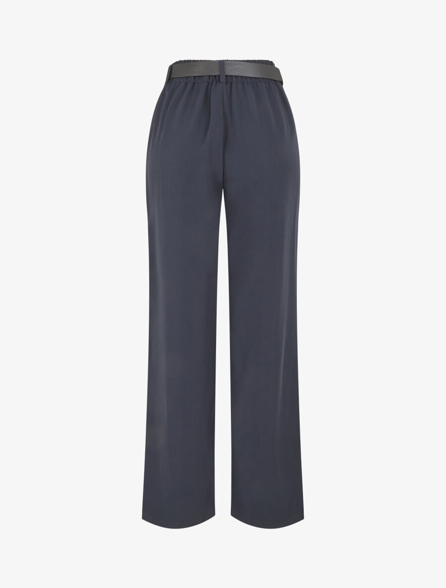 Pantalon ample à taille élastiquée - Marine - 2