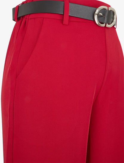 Pantalon ample à taille élastiquée - Lie de vin - 3