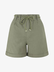 Short uni à revers effet lin - Kaki - 5