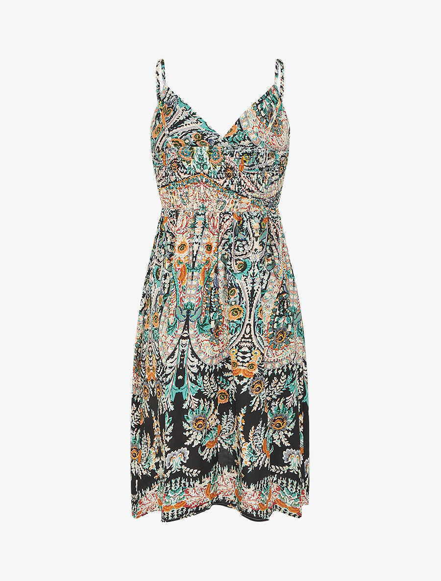 Robe courte à imprimé fleuri - Bleu nuit - 2