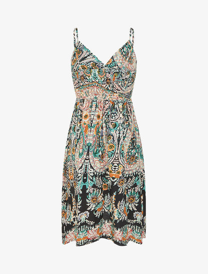 Robe courte à imprimé fleuri - Bleu nuit - 2