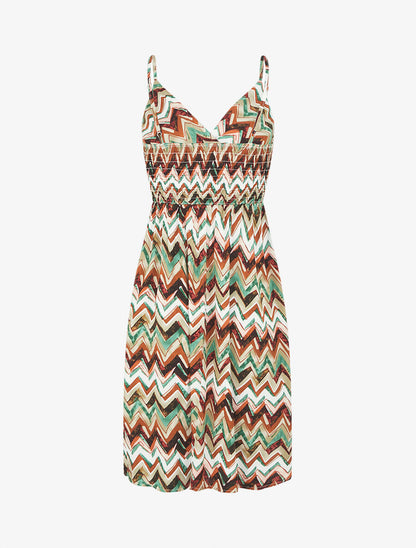 Robe courte à imprimé zig-zag - Vert - 2