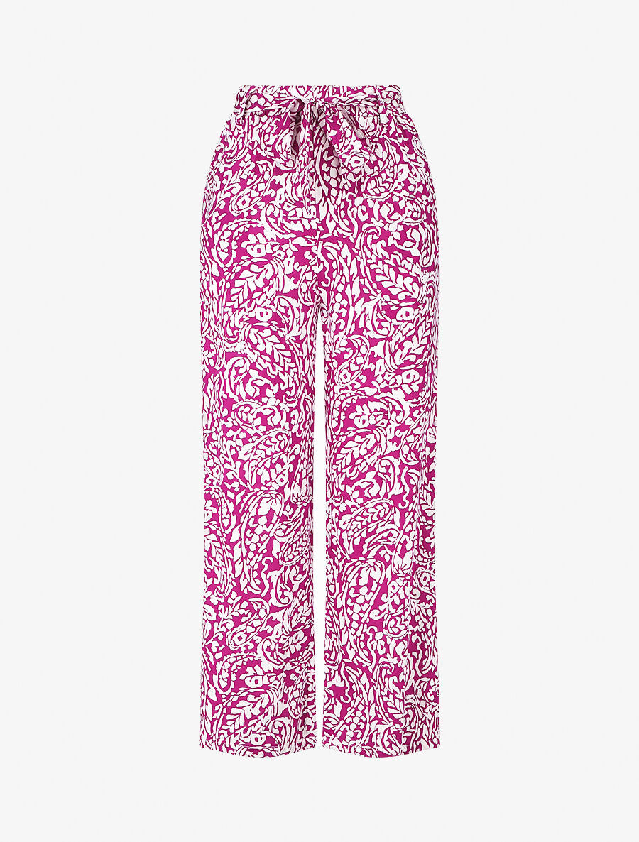 Pantalon fluide à imprimé foulard - Violine - 1