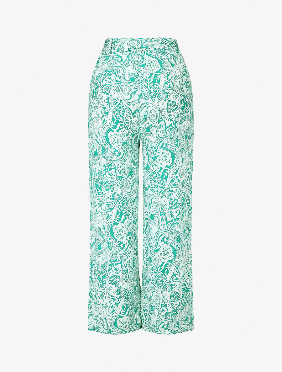Pantalon fluide à imprimé feuillage - Vert - 2