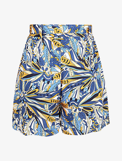Short élastiqué imprimé mandala - Bleu - 2